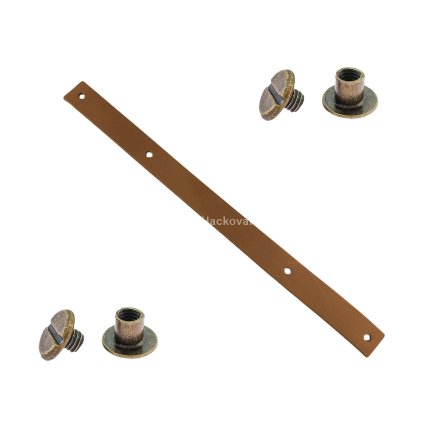 Sada kožený popruh 22 cm š. 2 cm tmavě hnědý s nýtkem staromosaz