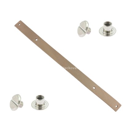 Sada kožený popruh 32 cm š. 2 cm bílá káva s nýtkem nikl