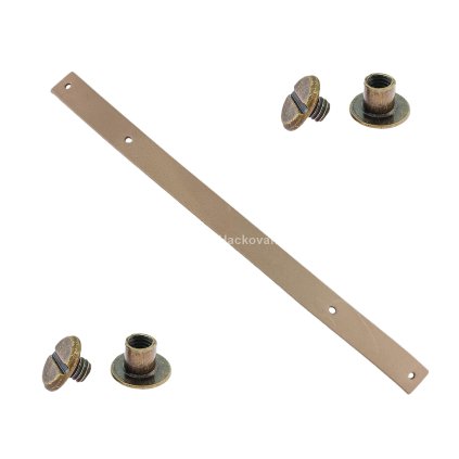 Sada kožený popruh 32 cm š. 2 cm bílá káva s nýtkem staromosaz