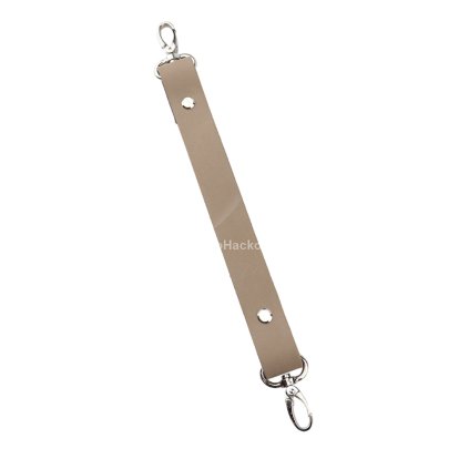 Sada kožený popruh 32 cm š. 2 cm bílá káva s karabinou nikl