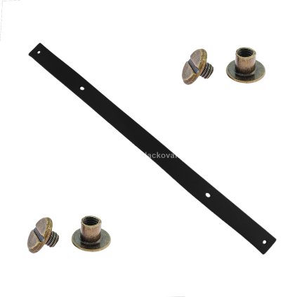 Sada kožený popruh 32 cm š. 2 cm černý s nýtkem staromosaz