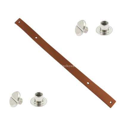 Sada kožený popruh 32 cm š. 2 cm hnědý s nýtkem nikl