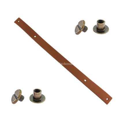 Sada kožený popruh 32 cm š. 2 cm hnědý s nýtkem staromosaz