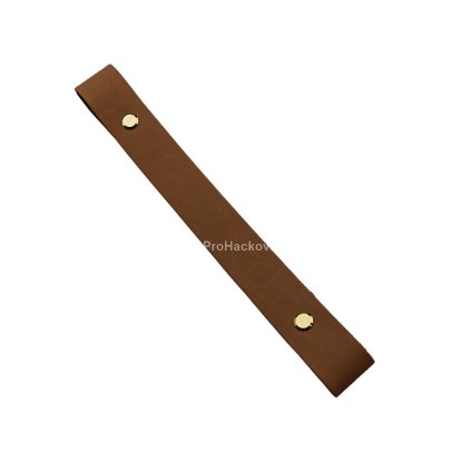 Sada kožený popruh 32 cm š. 2 cm tmavě hnědý s nýtkem zlatý