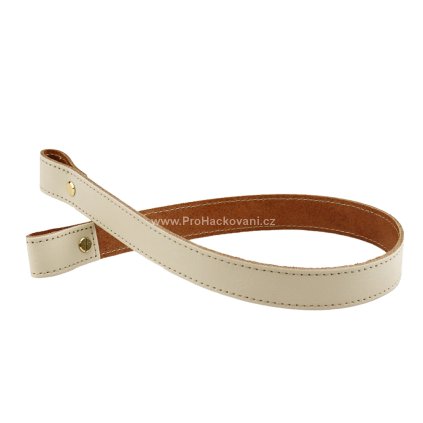 Sada kožený popruh prošívaný 58 cm š. 2,5 cm krémový s nýtkem zlatý