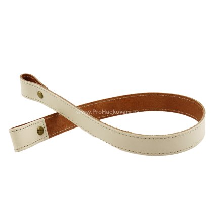 Sada kožený popruh prošívaný 58 cm š. 2,5 cm krémový s nýtkem staromosaz