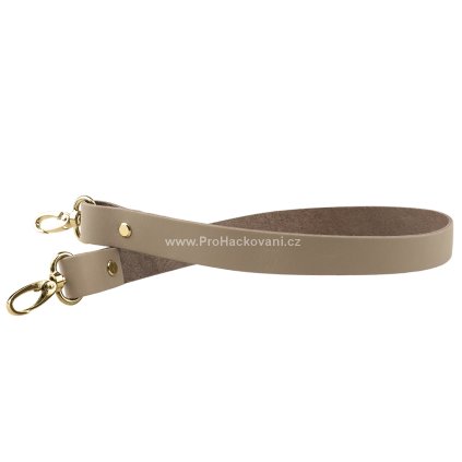Sada kožený popruh 62 cm š. 2 cm bílá káva s karabinou zlatá