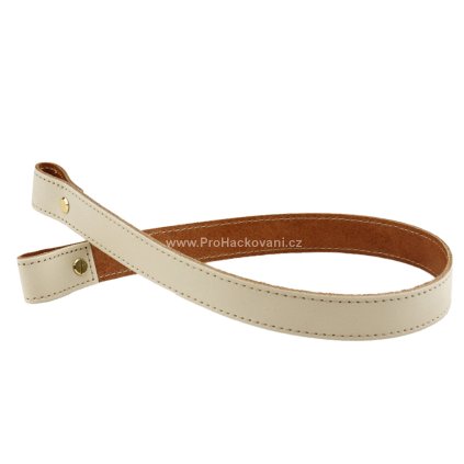 Sada kožený popruh prošívaný 62 cm š. 2 cm krémový s nýtkem zlatý
