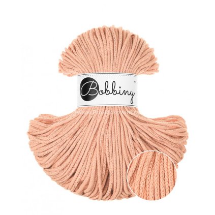 Bobbiny šňůry junior 3 mm Broskev s lesklou nitkou (Unicolor Peach Fuzz)
