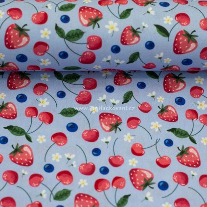 Bavlněná látka Fruits jahody borůvky třešně