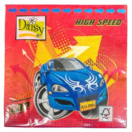 Papírové ubrousky 33x33 cm závodní auto 20 ks