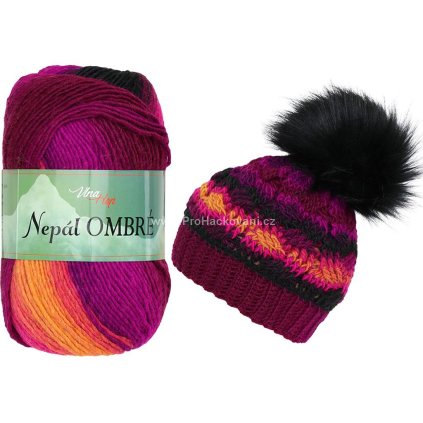 Nepál Ombré 7421 purpurová oranžová a černá