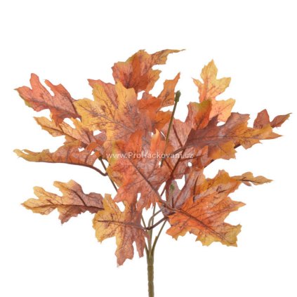 Dekorační větvička dub oranžová 34 cm