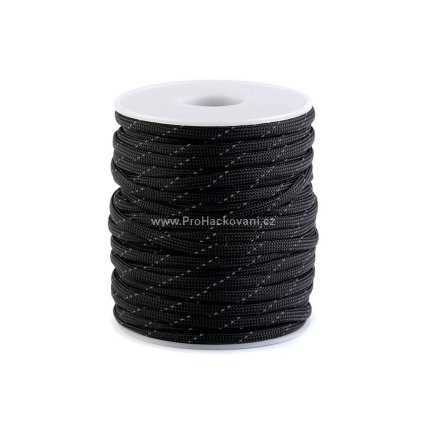 Paracord šňůra s reflexní nití 4 mm černá