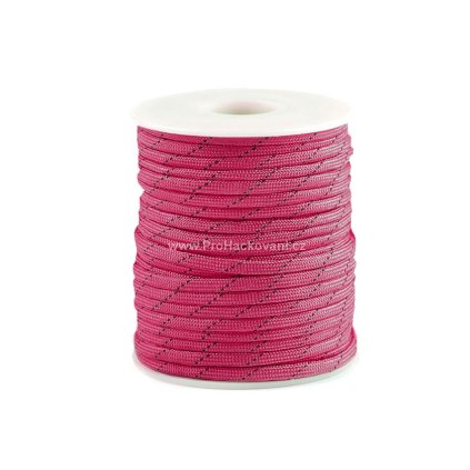 Paracord šňůra reflexní 4 mm fuchsiová