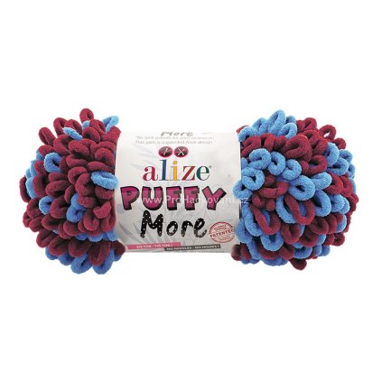 příze Puffy More 6633 vínová a světle modrá