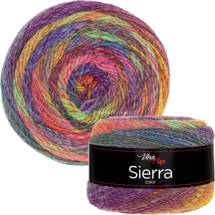 příze Sierra 7214 fialová červená žlutá a neon zelená