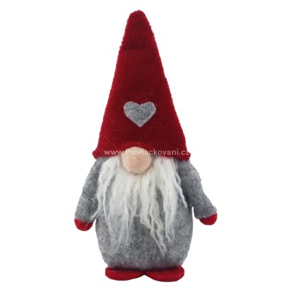 Vánoční skřítek 11 x 6 x 19 cm červená a šedá