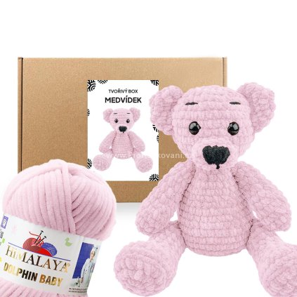 Sada na háčkování Medvídek pastelově růžový