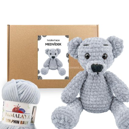Sada na háčkování Medvídek šedostříbrný