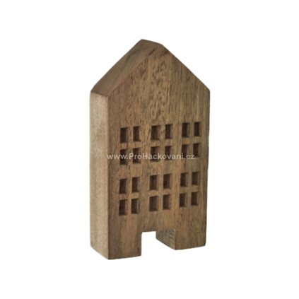 Dekorace domeček 8 x 3,3 x 15 cm mangové dřevo