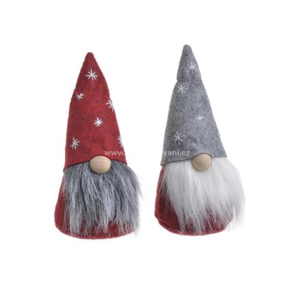 Vánoční skřítek 14 cm 2 ks červená a šedá