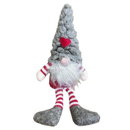 Vánoční skřítek 30 cm červená a šedá