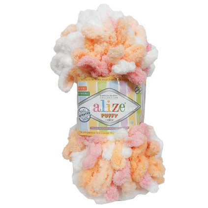 příze Puffy color 6355 růžová bílá a meruňková