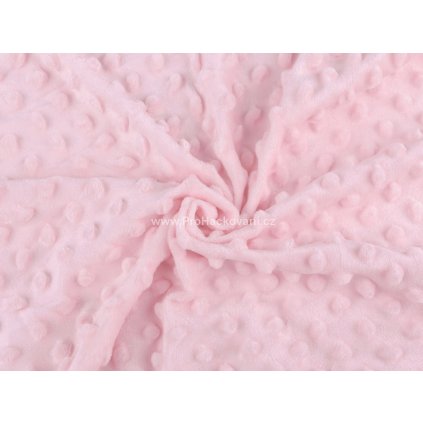 Látka Minky s 3D puntíky SAN růžová