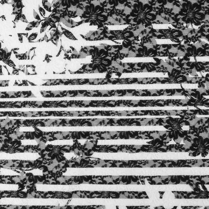 Krajka květy a pruhy černobílá