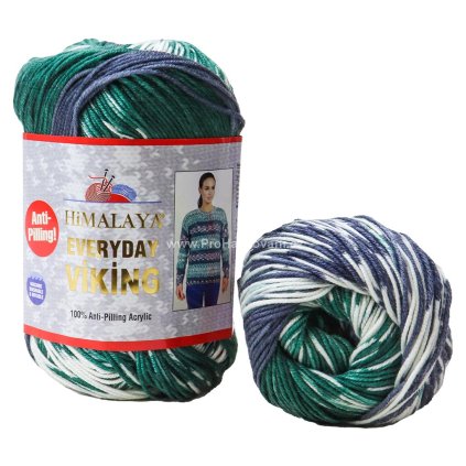 příze Everyday Viking 70525 zelená šedá a bílá