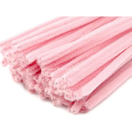 Chlupatý modelovací drát Ø 6 mm pastelově růžový 20 ks