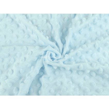 Látka Minky s 3D puntíky SAN světle modrá