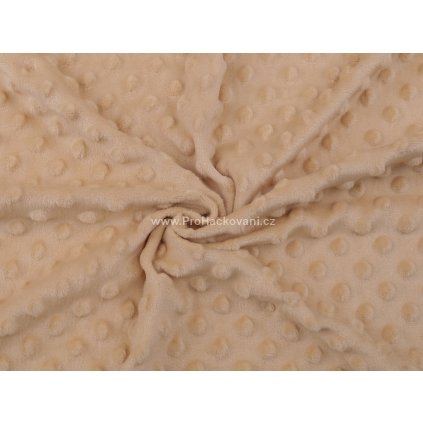 Látka Minky s 3D puntíky SAN béžová