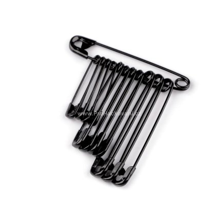 Špendlík zavírací černý 12 ks mix velikostí