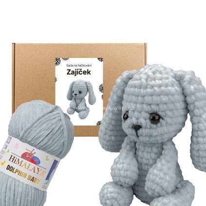 Sada na háčkování Zajíček šedostříbrný