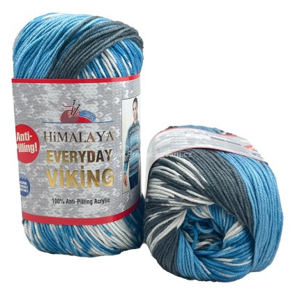příze Everyday Viking 70510 středně modrá bílá a šedá