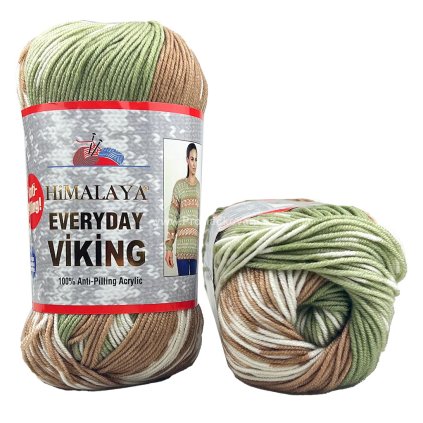 příze Everyday Viking 70526 světle hnědá bílá a zelená