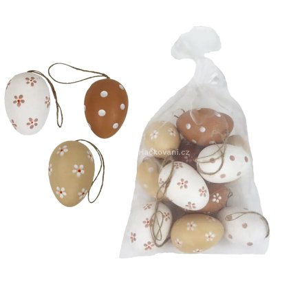 Velikonoční vajíčka puntíky a kytičky 12 ks
