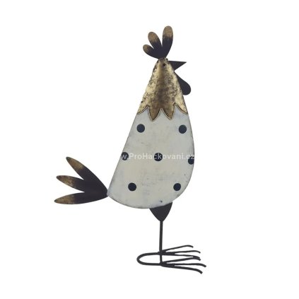 Dekorace kohoutek bílý a zlatý 22 cm