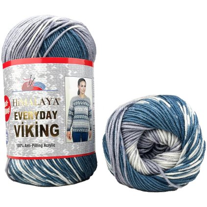příze Everyday Viking 70522 jeans modrá šedomodrá a bílá