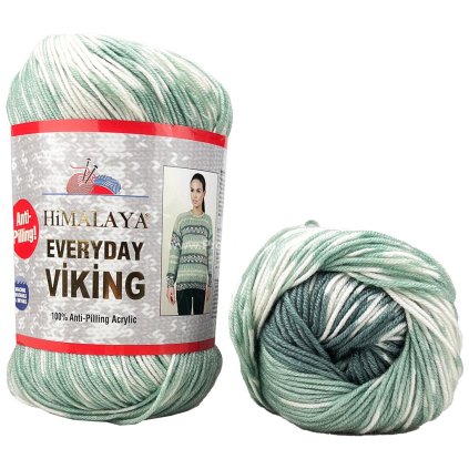 příze Everyday Viking 70504 odstíny vavřínové a bílá