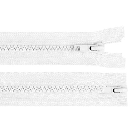 Kostěný zip No 5 délka 90 cm dvoucestný bílý