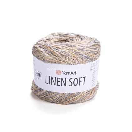 příze Linen Soft 7407 šedá a odstíny hnědé