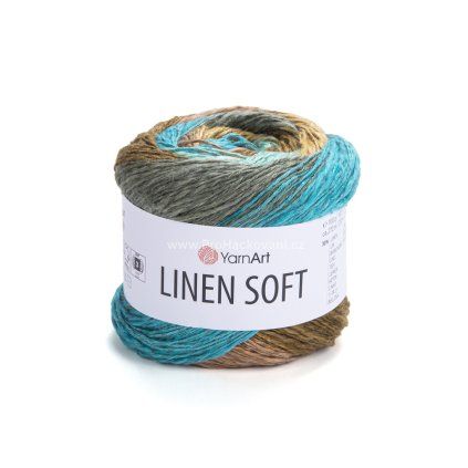 příze Linen Soft 7409 odstíny zelené a hnědé