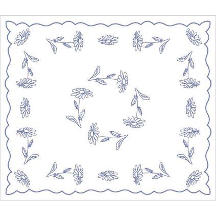 Vyšívání ubrus 120x140 cm kopretiny