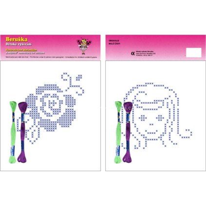 Dětské vyšívání 2 ks růže a hlava holčičky