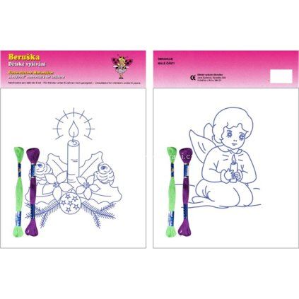 Dětské vyšívání 2 ks svíčka a andílek