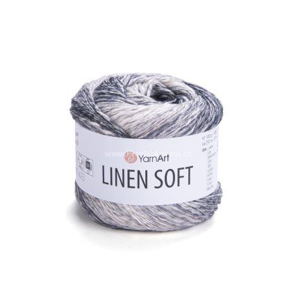 příze Linen Soft 7406 černobílý melír