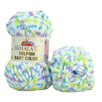 příze Dolphin Baby Colors 80422 bílá, tyrkys, zelenkavá, fialová